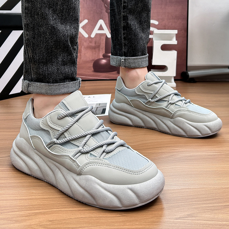 Ddmysports Men S Breathable New Casual Bread Board Sports Anti Slip Thick Sole Height Increasing Dad Trendy Shoes OUTDOOR