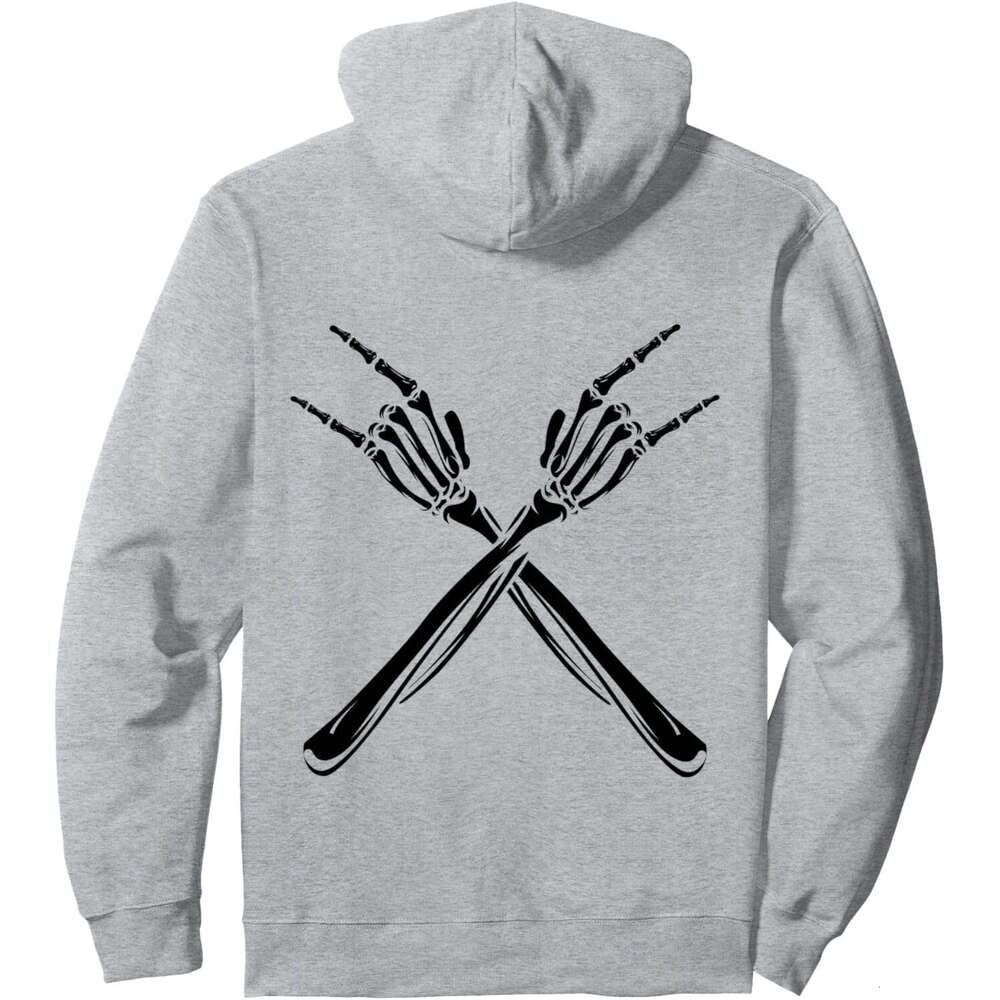 Hoodie for Mens Womens Rock On Skeleton Hands Rocker Funny Halloween Print on Back Pullover Hoodie Graphic Hoodies sweatshirt Pullover Long Sleeve 202