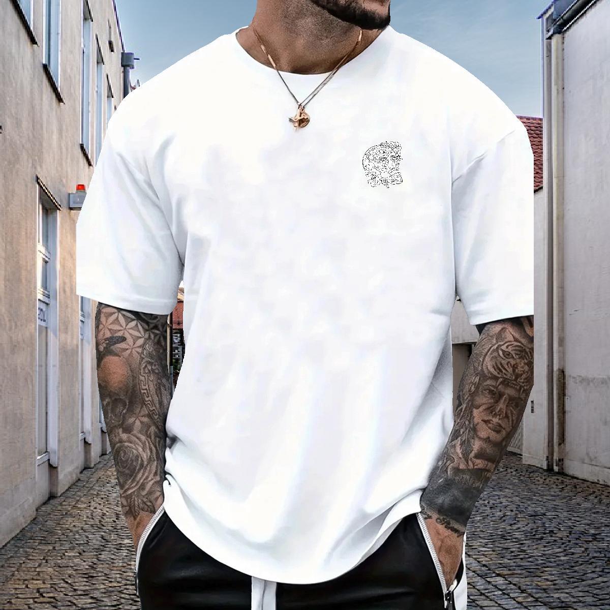 Free Shipping T-Shirts for Men 230g Cotton skull Sport Custom Anime Round Neck Short Sleeve Men Tshirts 2024 Top Tees