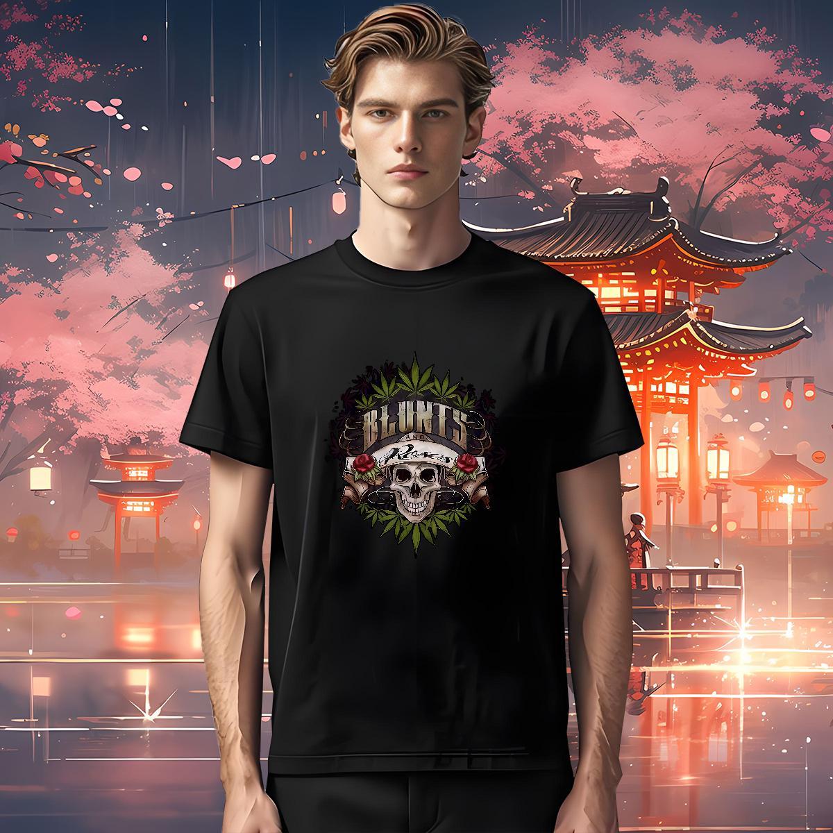 Brand Men T Shirts 230g Cotton skull Hip Hop Customized Print O Neck Short Sleeves Couples T Shirts Stylist Wear