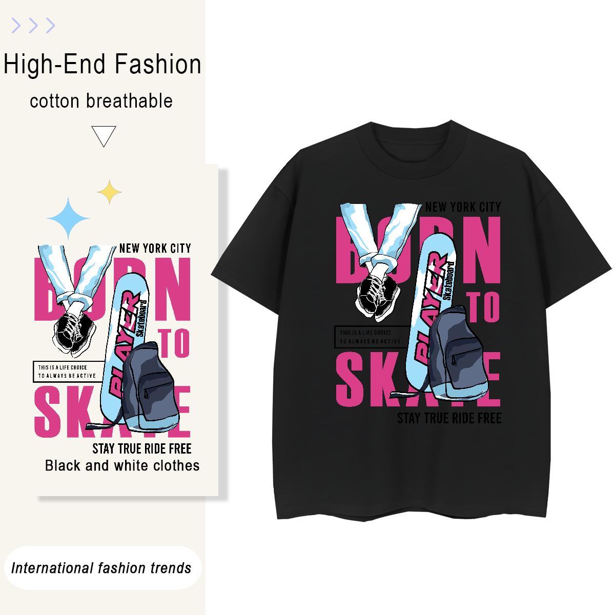 5A Unisex Tshirts 230g Cotton letter Outdoor T-Shirts Breathable Soft DIY Anime Wear