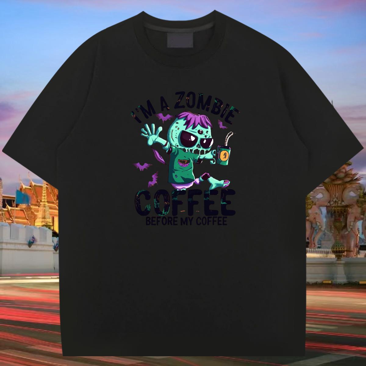Cool T Shirts Men 230g Pure Cotton skull Home Outdoor Black White Short Sleeve O-Neck Men Tshirts DIY Customized Wear
