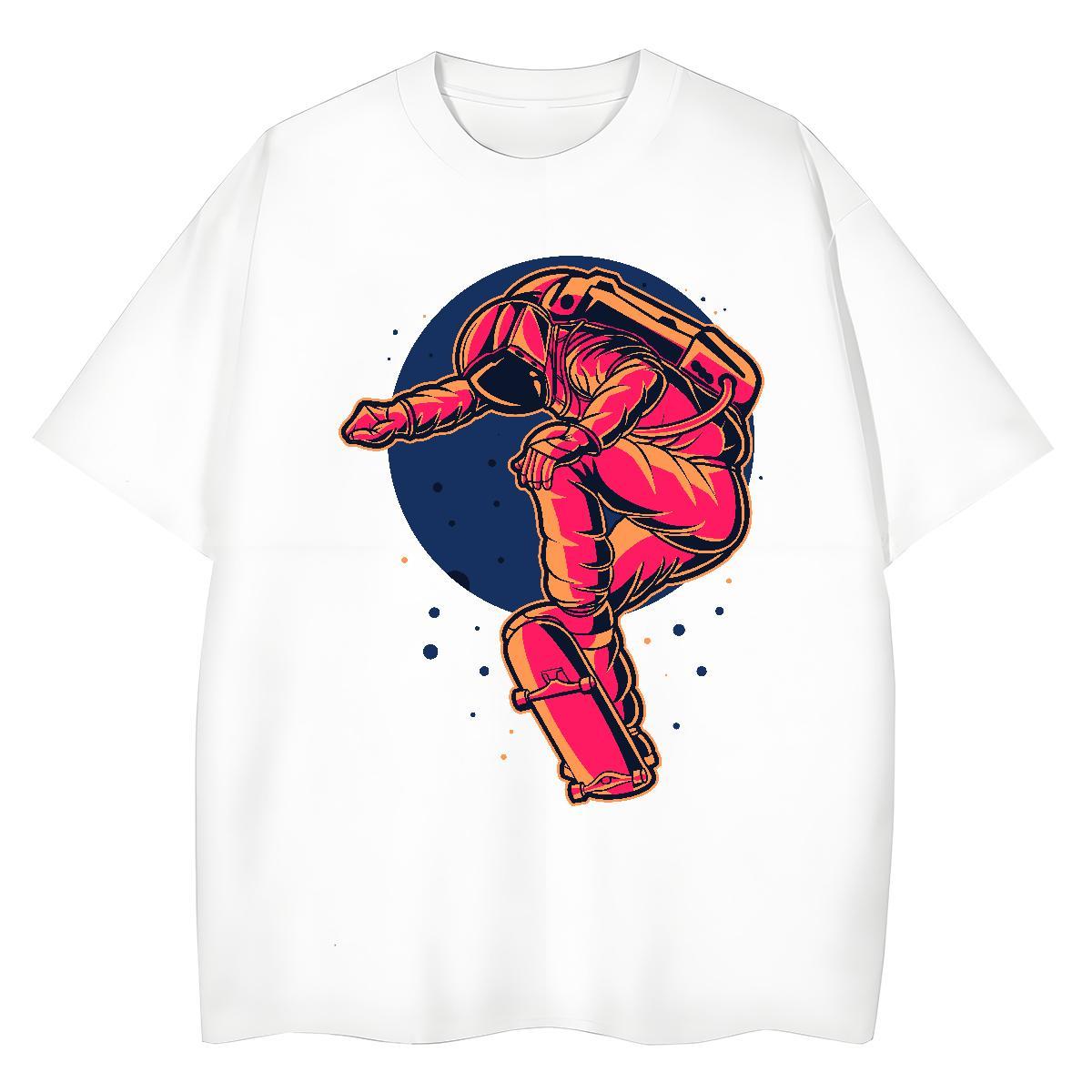 Brand Couples T Shirts 230g Cotton cosmonaut Home Outdoor Womens T Shirts Short Sleeve O-Neck DIY Anime Clothes Shirt