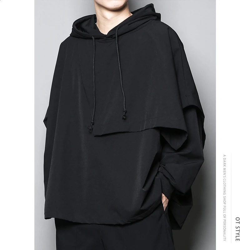 Autumn dark Japanese n asymmetric irregular tailoring stitching loose Hoodie mens Hoodie 240823