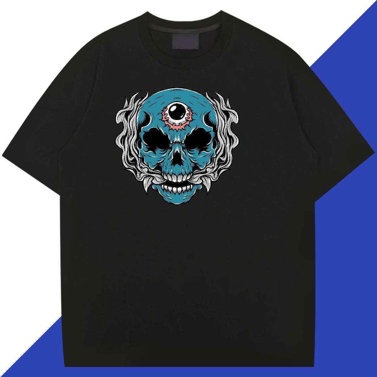 Comfortable T Shirt For Man 100% Cotton 230g skull Street Wear DIY Logo Oversized Pure Cotton Tshirt for Man Woman Stylist Tops Tees