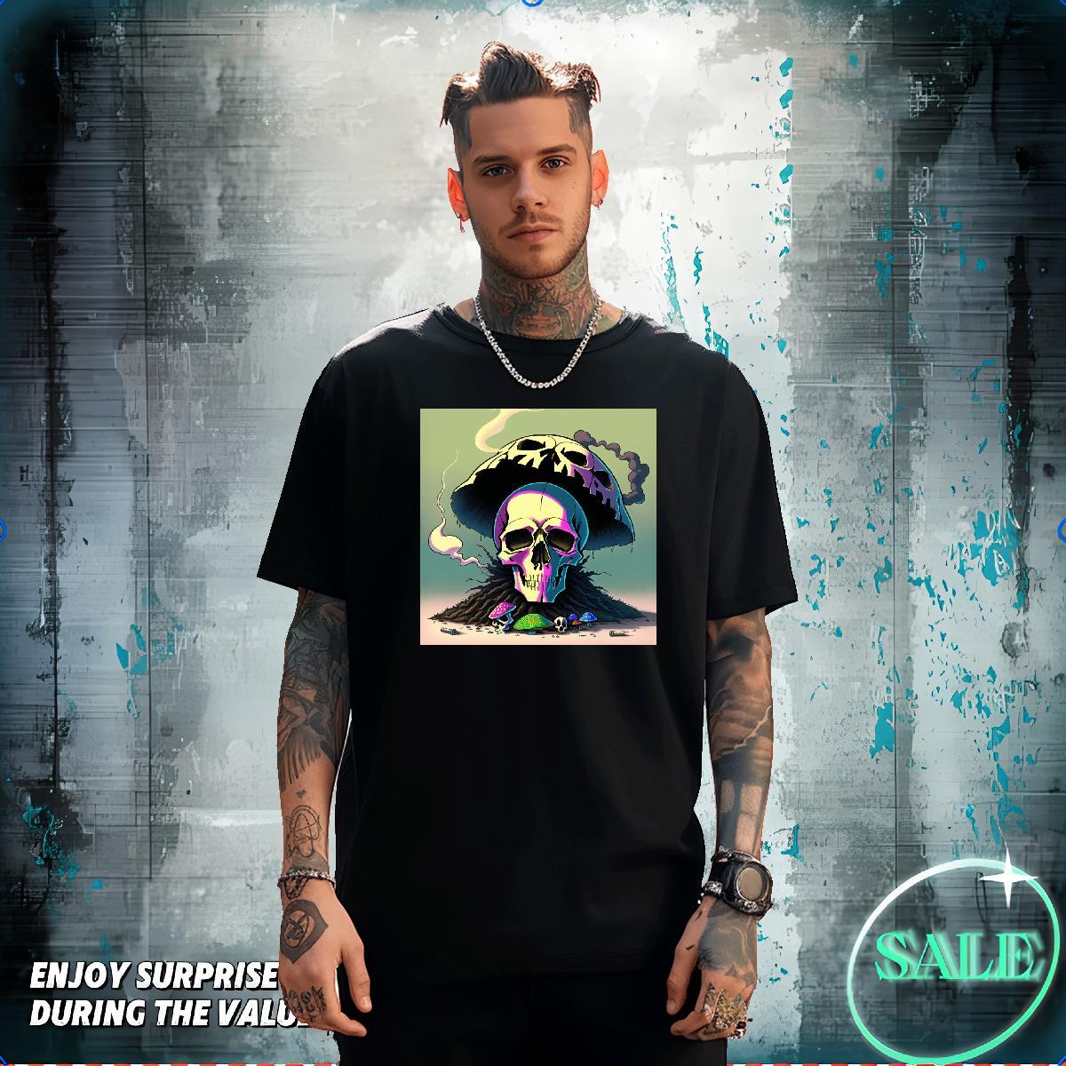 Soft T shirt 230g Cotton skull Street Casual Oversized 4XL Breathable Short Sleeve Men Tees Casual New Tees Shirts