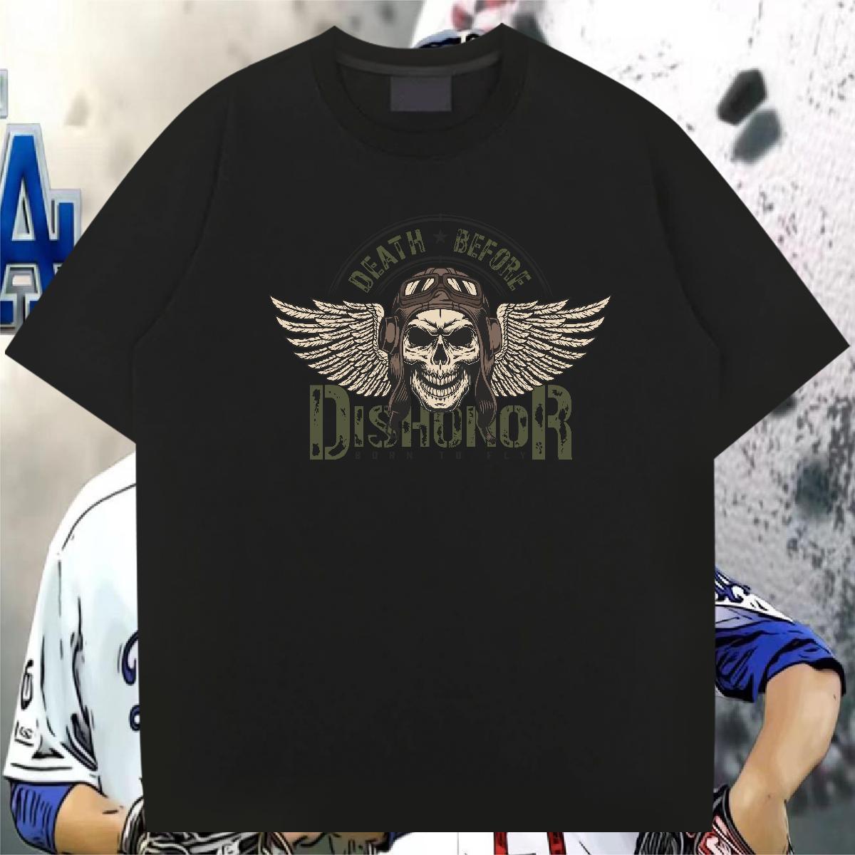 Cool Design T shirt 100% Cotton 230g skull Sport Anime Print Round Neck Short Sleeve Tshirt for Man Woman Custom Clothes