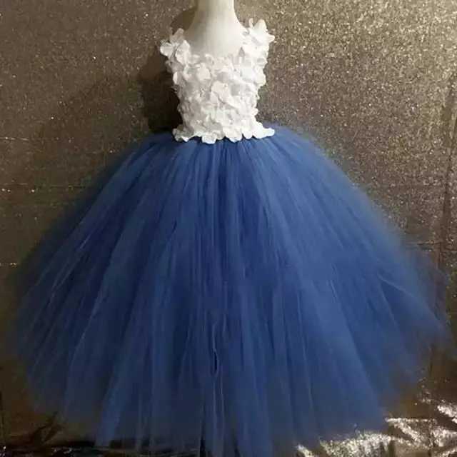 Girls Pink Fairy Flower Petal Tutu Dress Childrens Crochet Tulle Dress Long Ball Dress Childrens Wedding Party Dress Evening Dress W240823