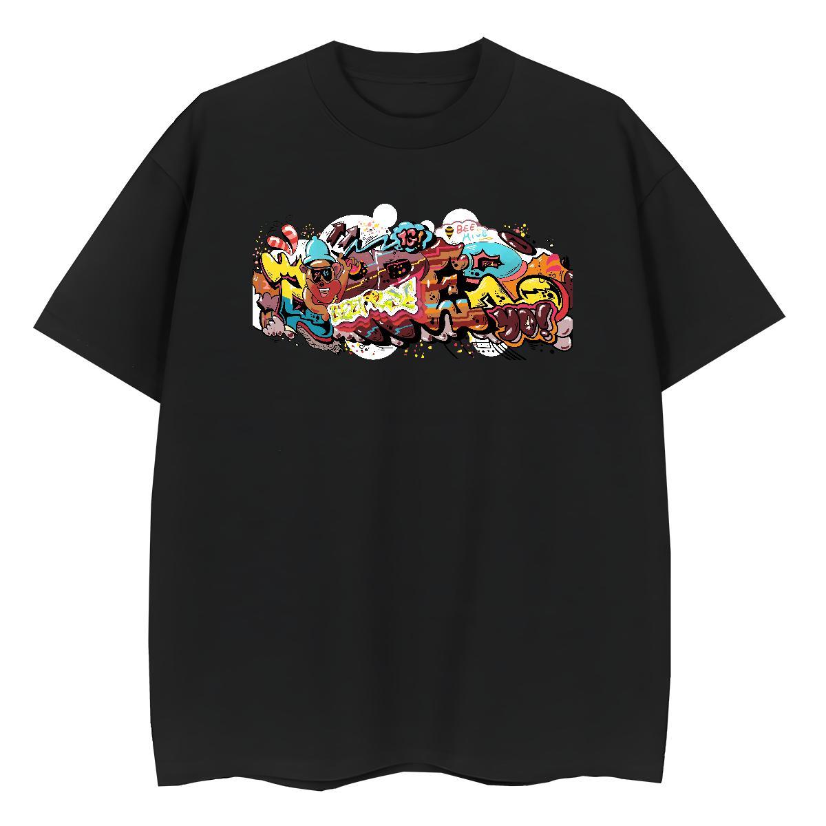 Female Womens Tshirts 230g Cotton painting Casual Beach T Shirts Women Comfortable White Plus Size Clothings