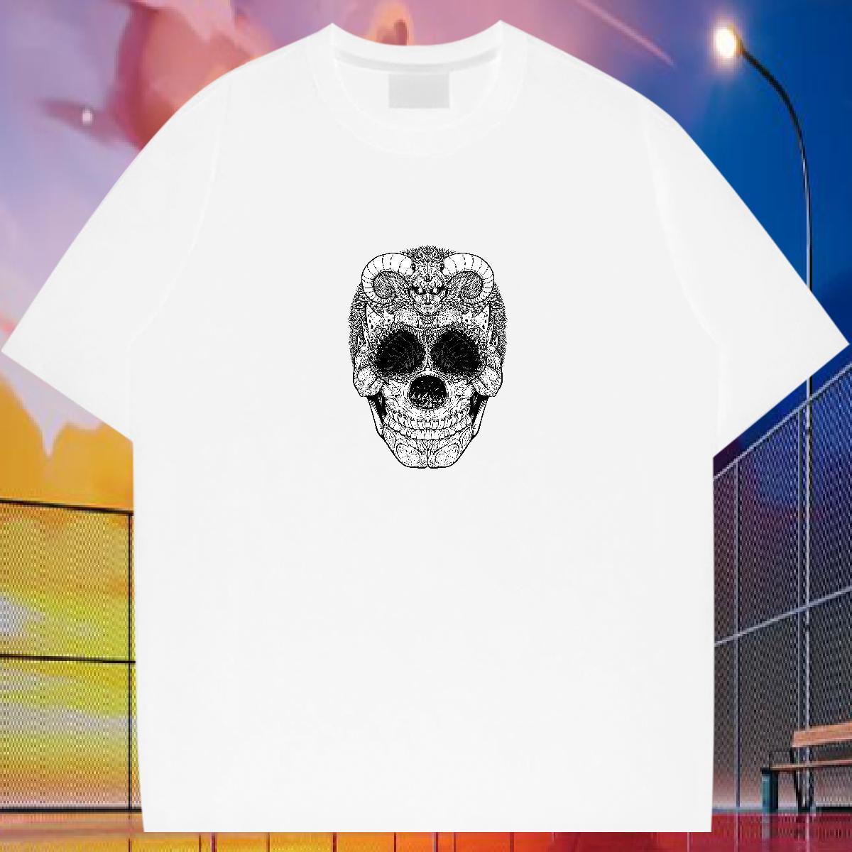 Soft T shirt 230g 100% Cotton skull Street Casual Oversized O Neck Short Sleeves Men Clothes T-Shirt New Tshirts
