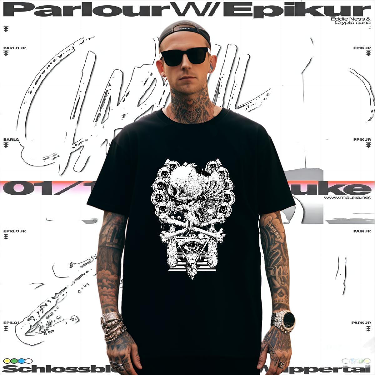 Classic T Shirt For Man 230g Pure Cotton eye of the devil Beach Custom Print Oversized Crew Neck Mens Tshirts DIY Customized Tops Shirt