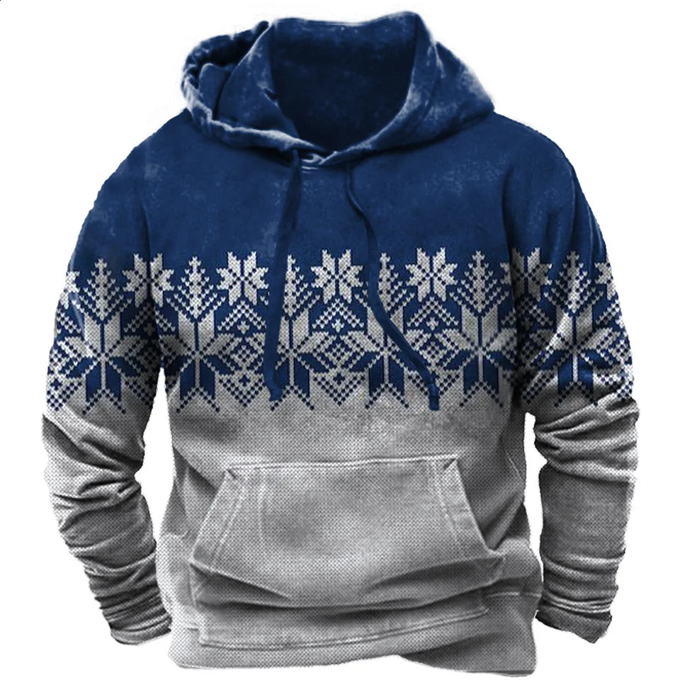 Christmas Hoodies Y2k Style Graphic Hoodie Warmth Sweatshirts for Men Elk Ironman Triathlon Snowflake 3D Printing 240823