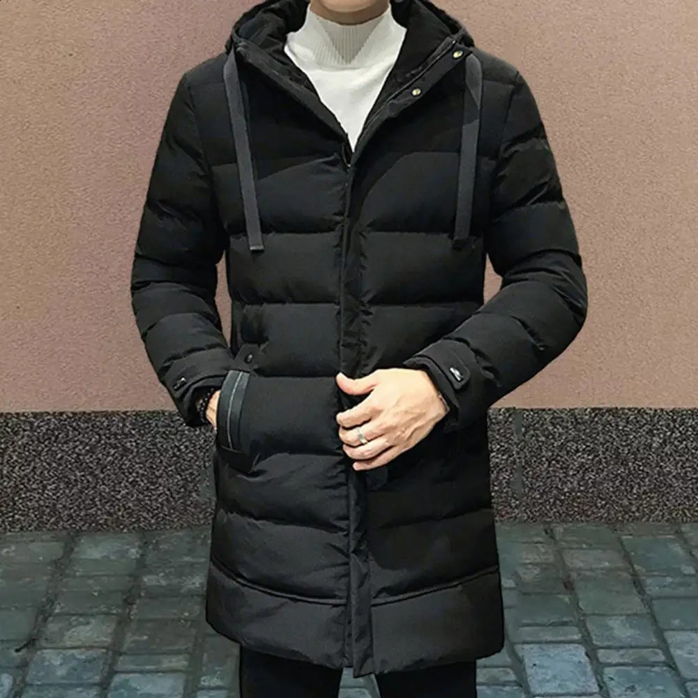 Windproof cotton coat high neck winter warmth mens hooded outdoor windproof 240822