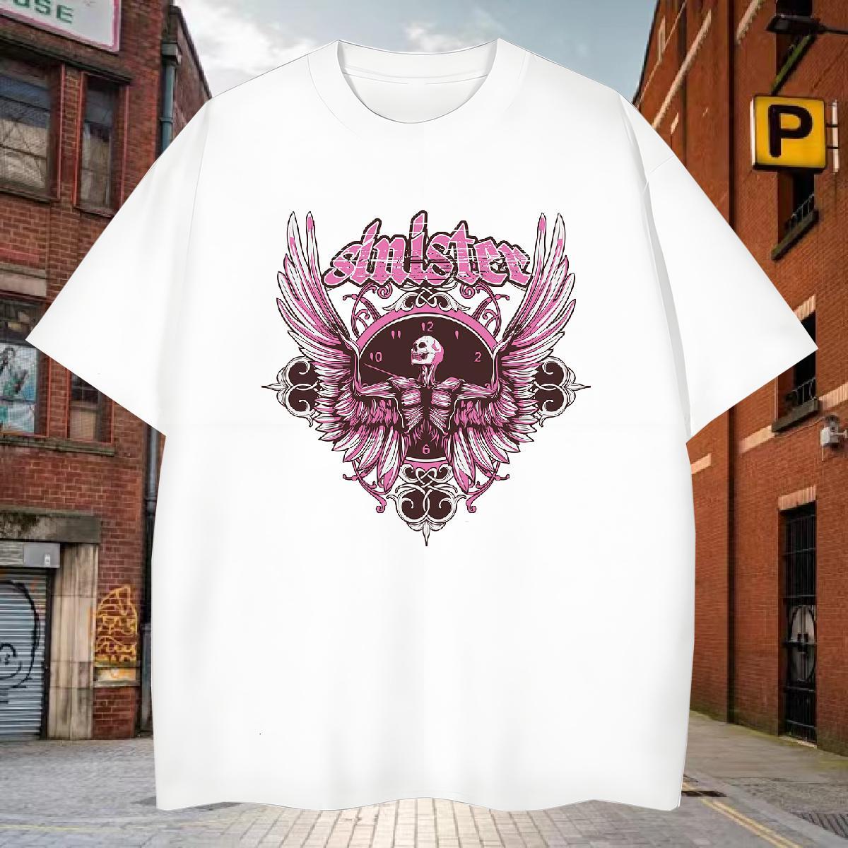 Comfortable T Shirt For Man 230g Pure Cotton skull Hip Hop Street Custom Big Size O-Neck Short Sleeve Mens Tshirts Wholesale Tops Tees