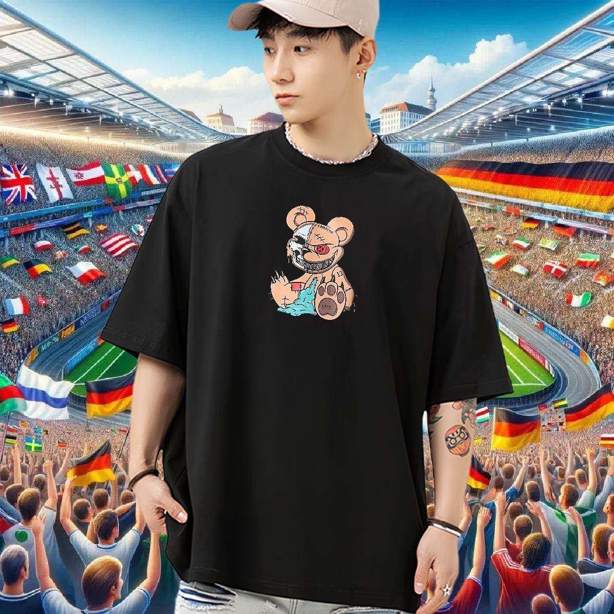 Unisex T shirt 230g Cotton skull Street Wear Graphic Breathable Short Sleeve Men Tshirts Designer Tops