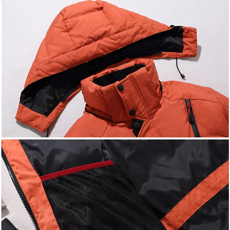 High quality outerwear fashionable down jacket mens warm white duck Parka thick Puffer standing hoodie 240822
