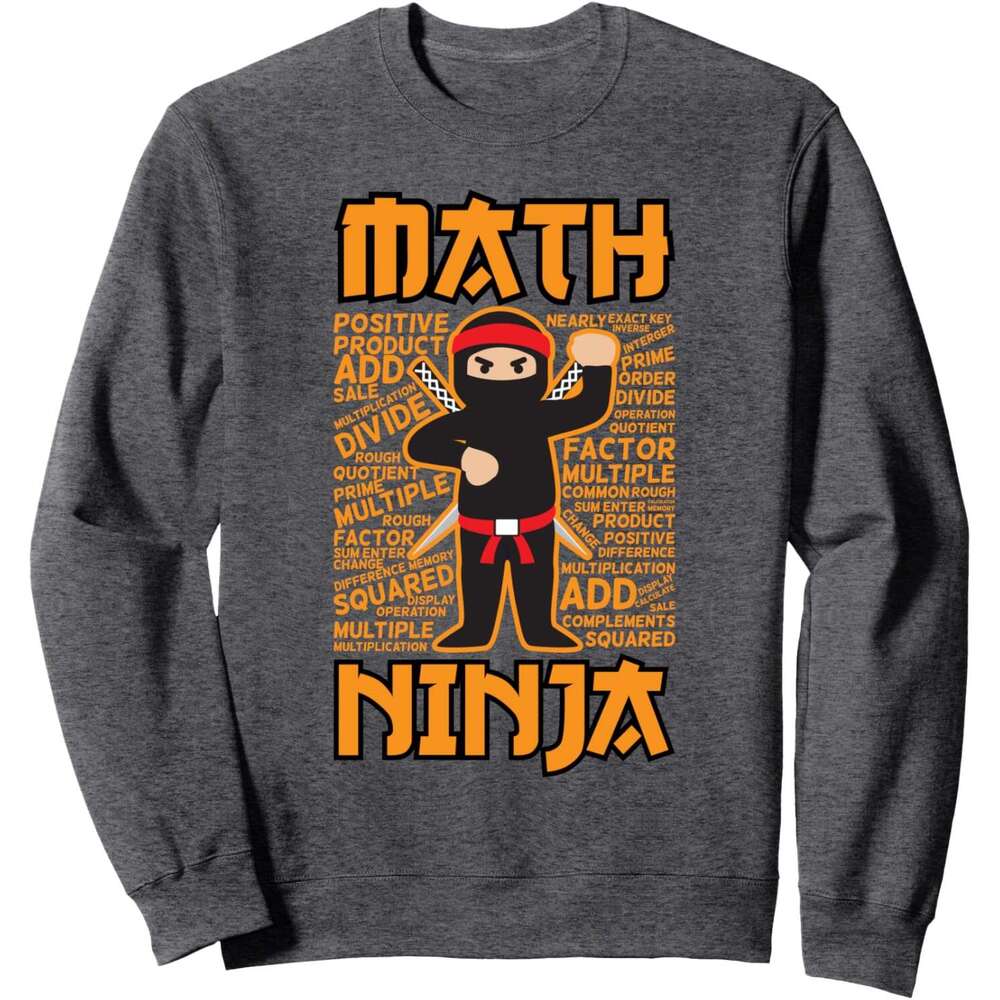 Long Sleeve Shirts for Men sweatshirt Funny Math Ninja Gift Idea For Maths Teacher Student Sweatshirt T shirt Tee Streetwear Casual tops clothes