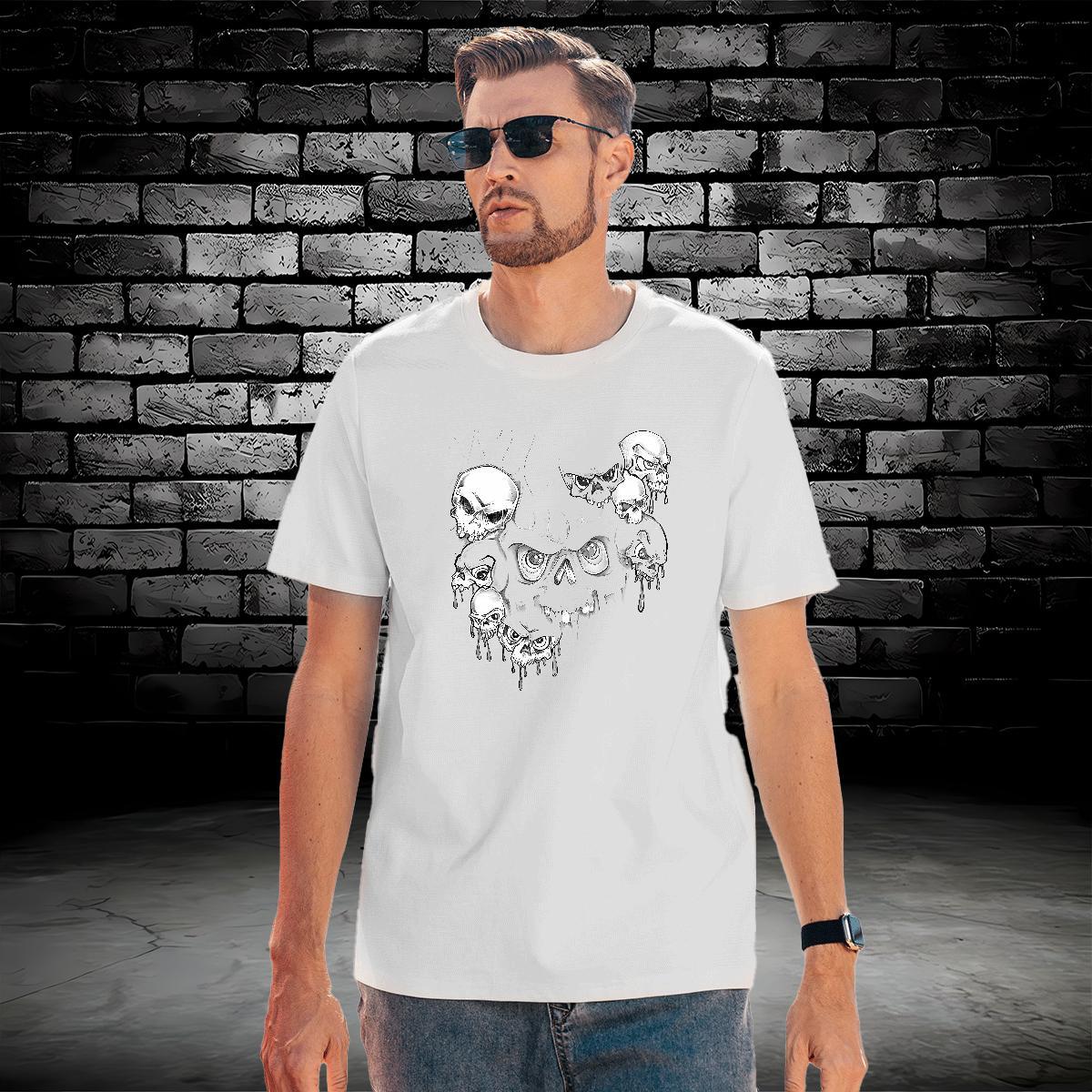 Designer Man T Shirts 230g 100% Cotton skull Daily Wear Custom Print Oversized Pure Cotton Men Clothes T-Shirt Fashion Designer Tee Shirt