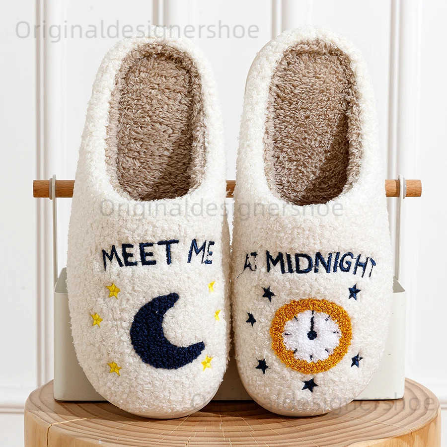 Slippers Meet Me at Midnight Women Slippers Home Non slip Comfortable Moon Soft Warm Winter Bedroom Flat Cotton Taylor Style Girls Swift Shoes T240823