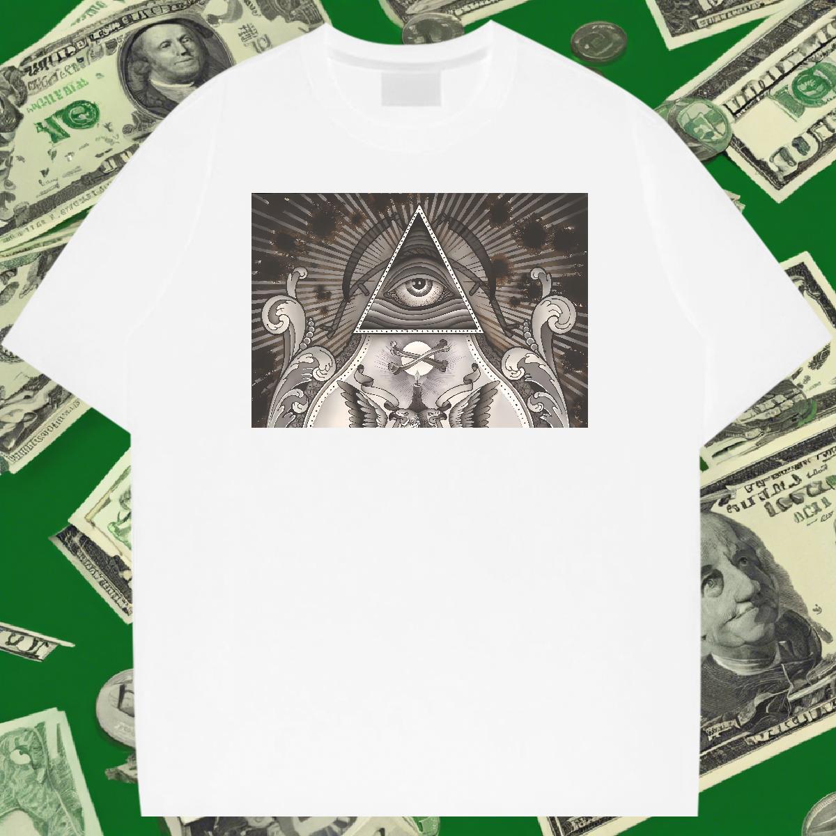 Loose Man T Shirts 230g Pure Cotton eye of the devil Hip Hop Street Customized Print O-Neck Short Sleeve Tshirt for Man Woman DIY Customized Tee Shirt
