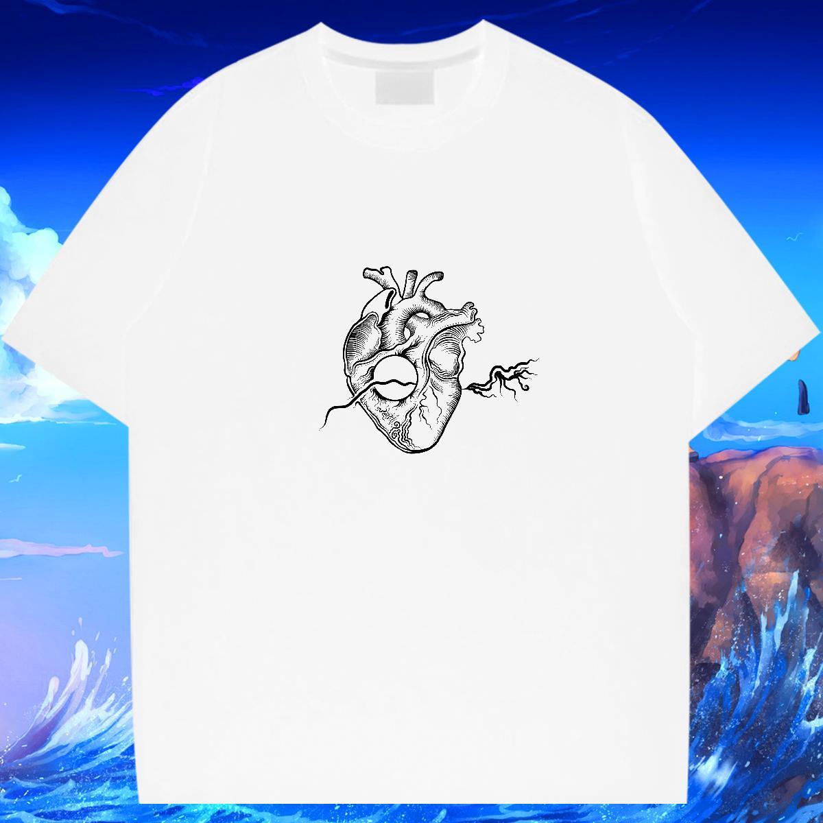 Free Shipping Man T Shirts 230g 100% Cotton skull High Street Hip Hop DIY Logo Oversized O Neck Short Sleeves Tshirt for Man Woman Classic Clothes