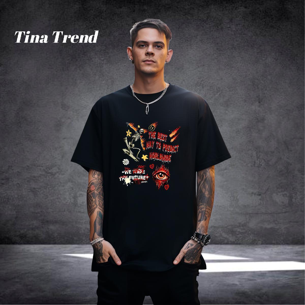 Soft Men T Shirts 230g Cotton halloween Home Outdoor DIY Anime Breathable Crew Neck Tshirts Customized Polos