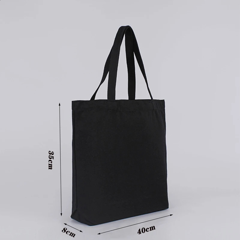 Handbag Black Canvas Student Single Shoulder Cotton Bag Gift Large Shopping Belt Pocket Cosmetic y240925