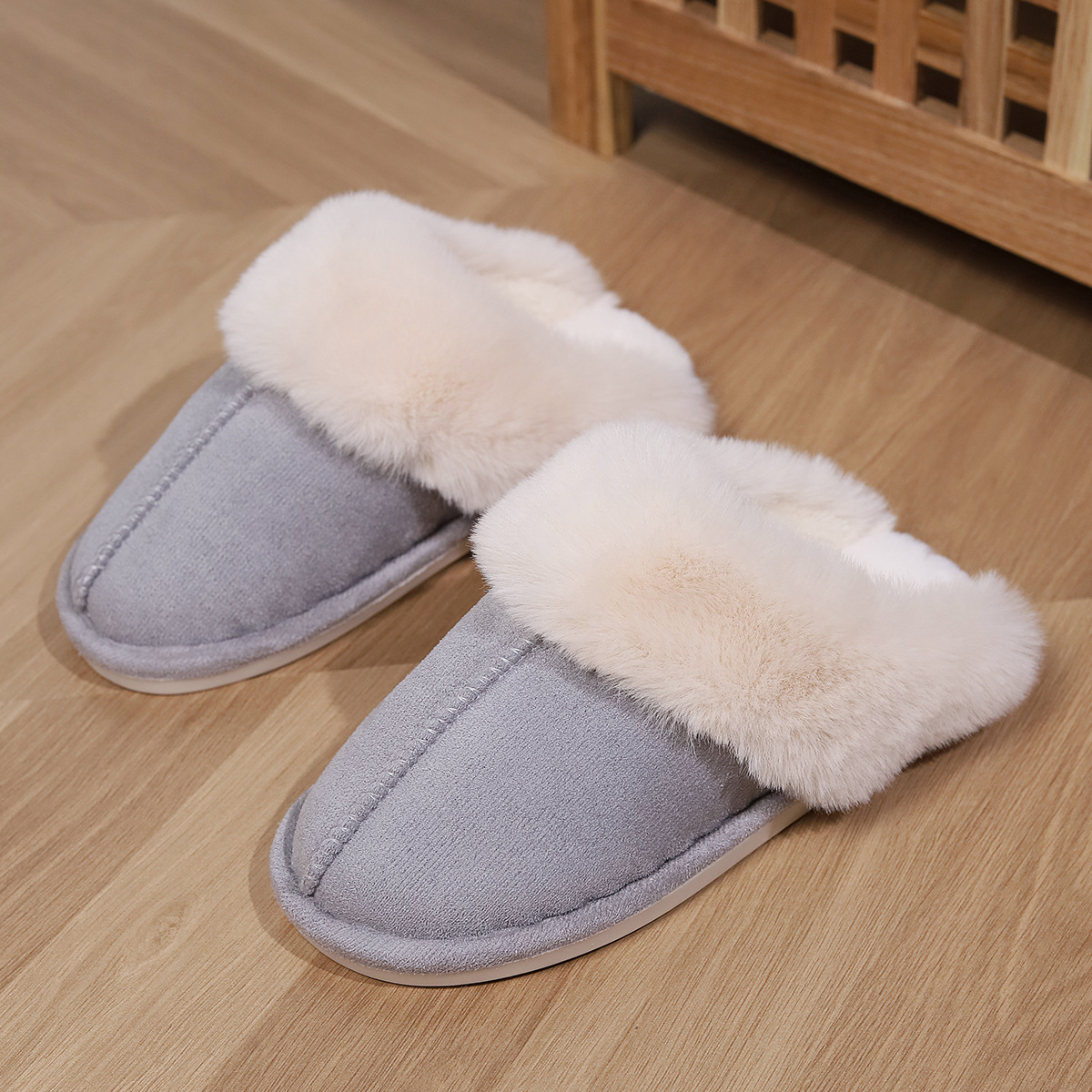 Cozy 2024 Home Slippers: Plush NEW hot Wool Blend, Warm Thick Indoor Flat Shoes for Men & Women