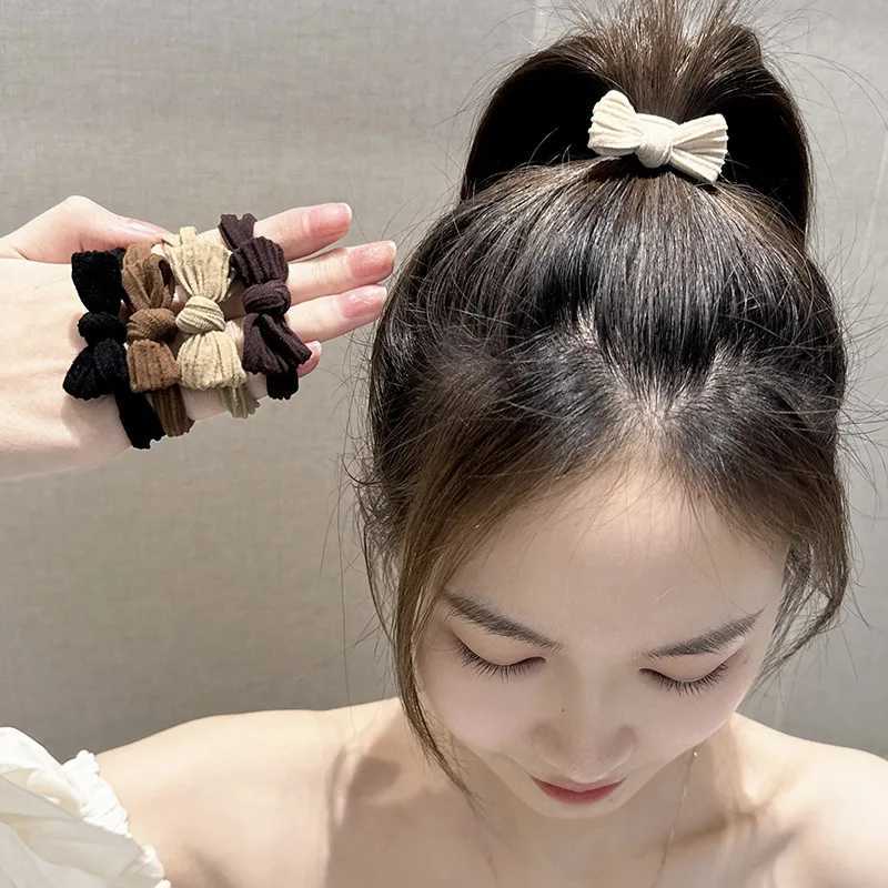 10 pieces/set of new sweet bow headband Scrunchies for women and girls simple black elastic hair rope small ponytail hair clip accessories W240822