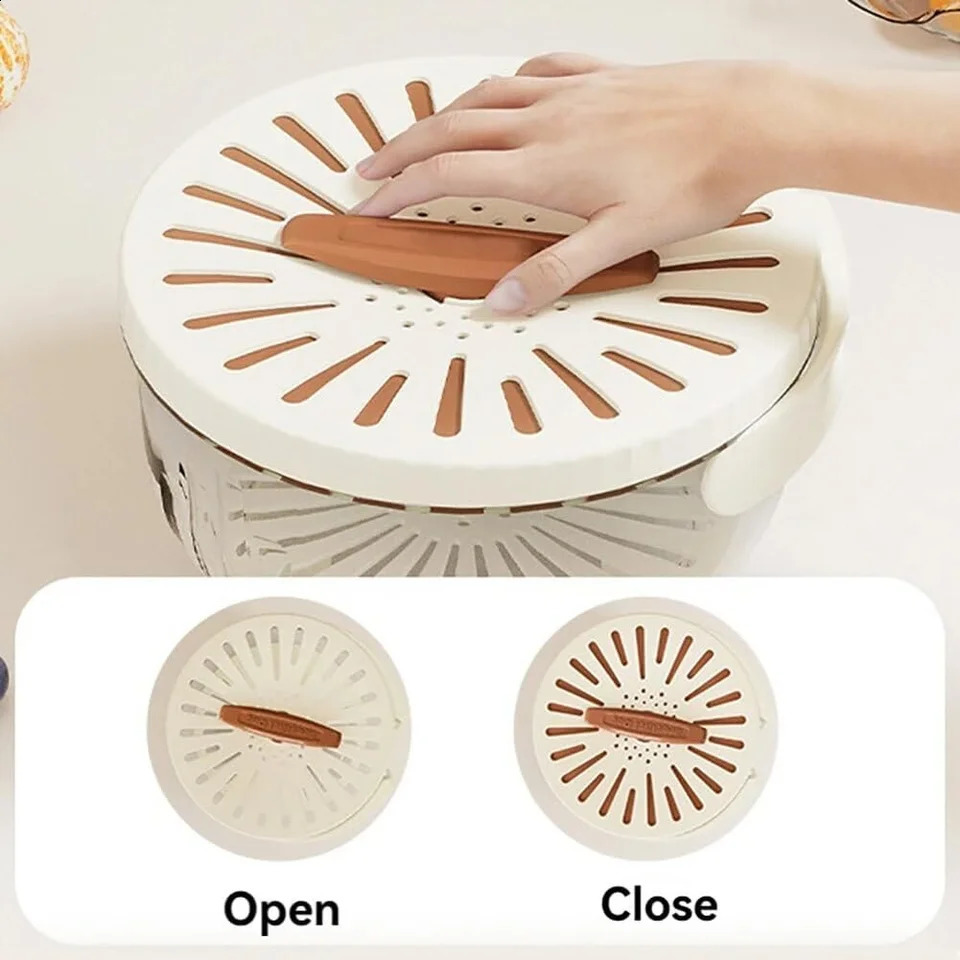 Fruit Washing Bowl Drain Basket Collapsible Handle Portable Basin Rotary Switch Kitchen Colander Bowl Set for Fruit Vegetable 240823