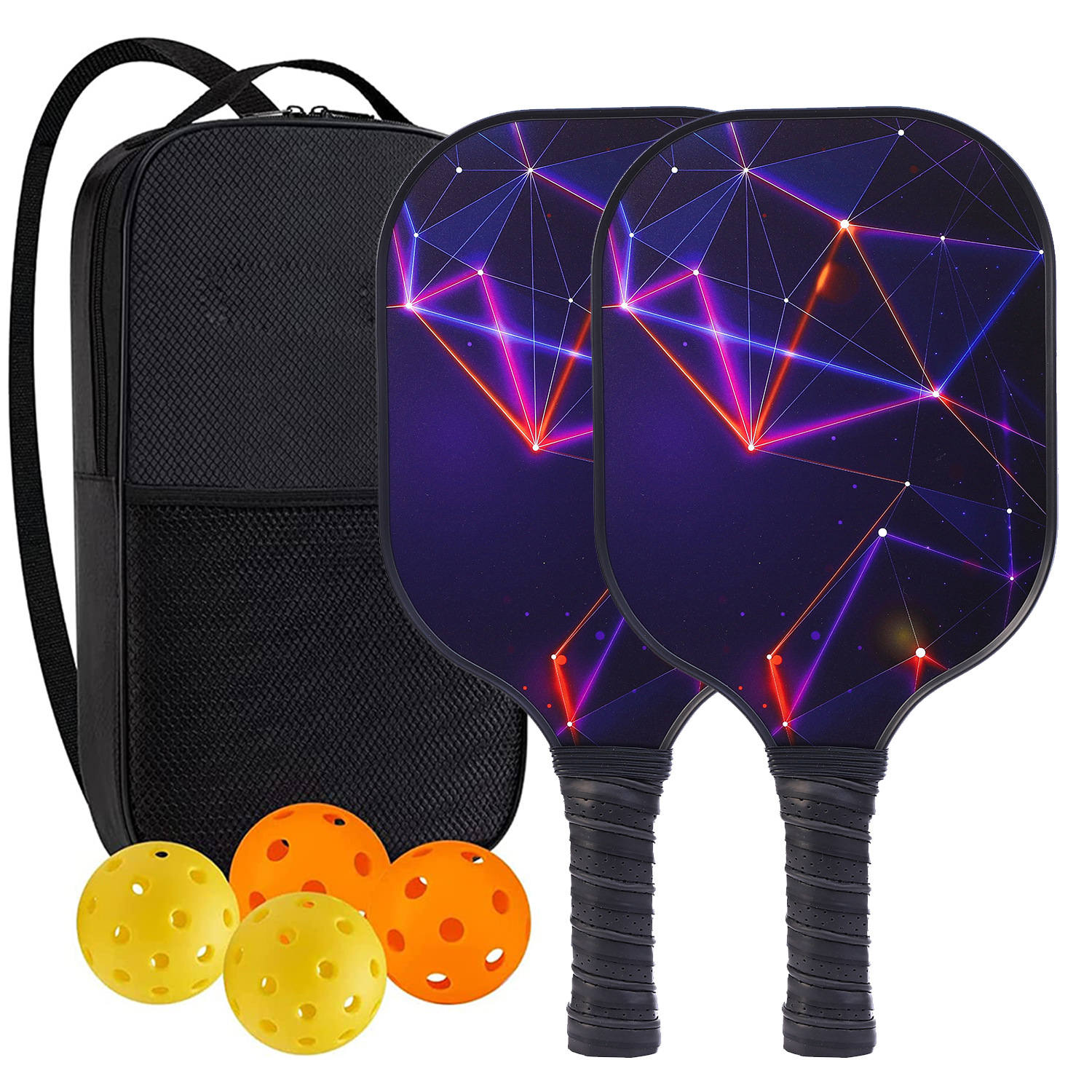 High-Performance Fiberglass Pickleball Paddle for Competitive Outdoors Games 2 Paddle & 4 ball & 1 bag 9975