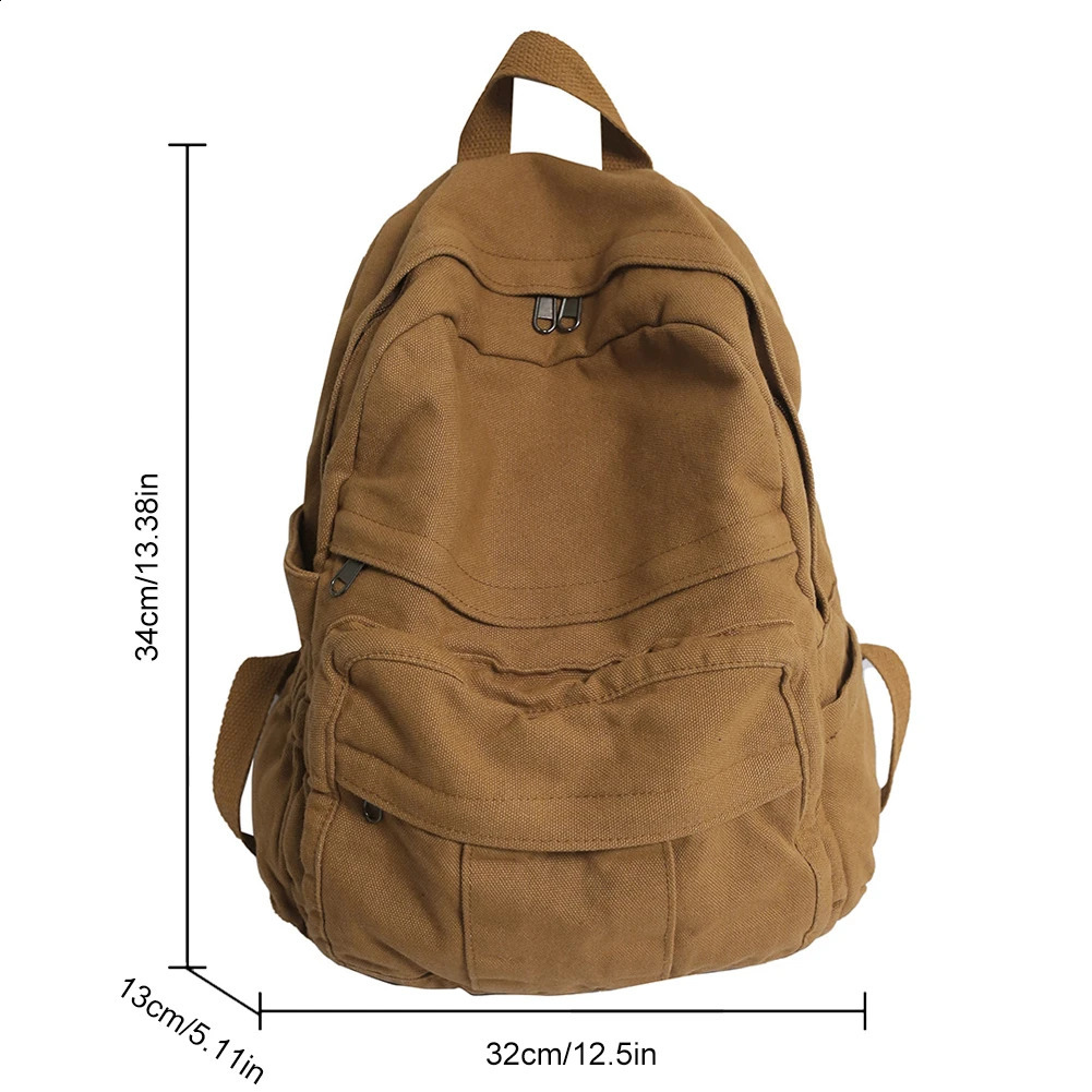 Womens Large Capacity Travel Bag High School College Students Canvas Backpack Laptop Books Bag Casual Commuting Knapsack 240822