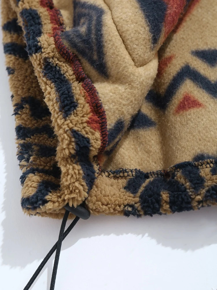 Ethnic Aztec Printed Jackets for Men Turtleneck Zip Fly Fluffy Jacket Winter Streetwear Unisex Warm Outerwear Z50662 240822