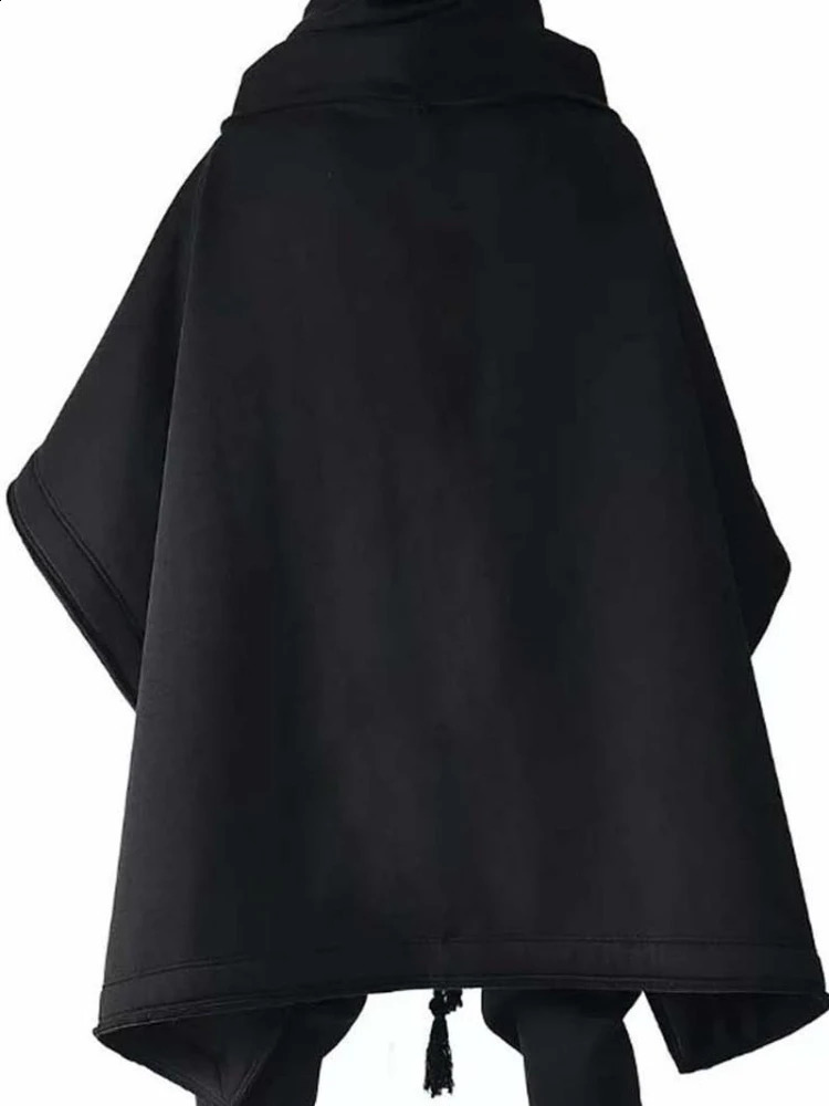 Medium and Long Bat Sleeve Cape Hoodie Jacket Mens Autumn Wool Jacket Fashion Mens Personality Shawl Mens Wool Jacket Top 240822