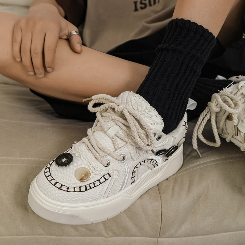Ddmysports New Board Men S Korean Edition Fashion Canvas Eight Raising Sports And Leisure Couple Versatile Trendy Shoes Women OUTDOOR