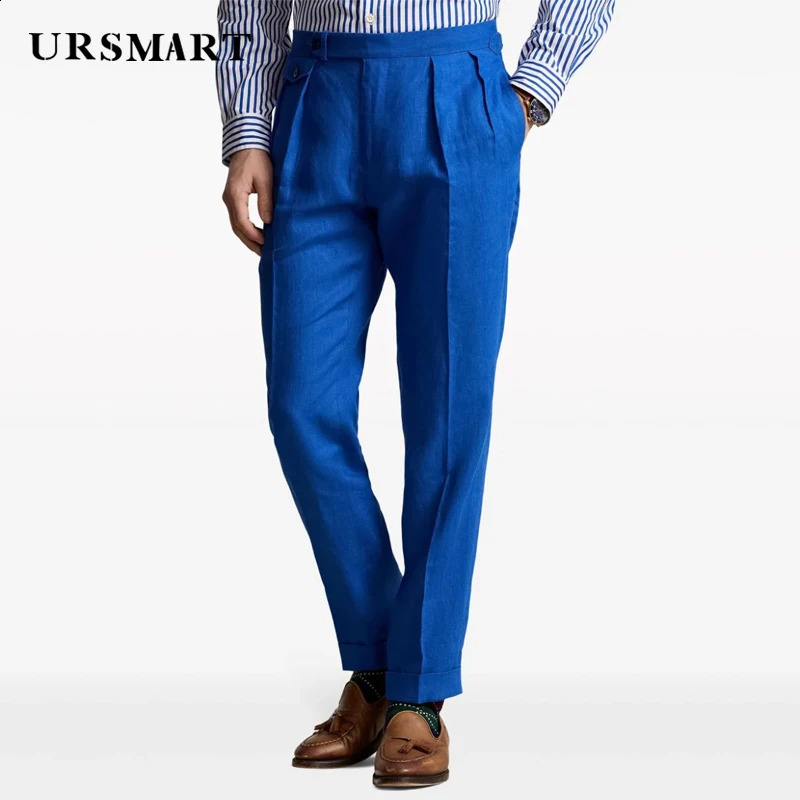 Classic Blue Mens Pants British and Gentleman Style Customized Mens Pants for Spring/Summer 240828