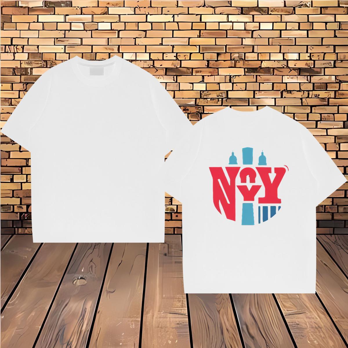 Classic T-Shirts 230g 100% Cotton letter Beach DIY Printed Breathable Short Sleeve Men Tops Tees New Polos