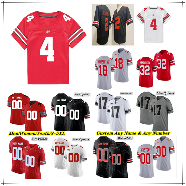 Ohio State College OSU Football Jersey Jeremiah Smith Emeka Egbuka Caleb Downs Will Howard Marvin Harrison Jr. Carnell Tate Jack Sawyer C.J. Stroud JT Tuimoloau Judkins