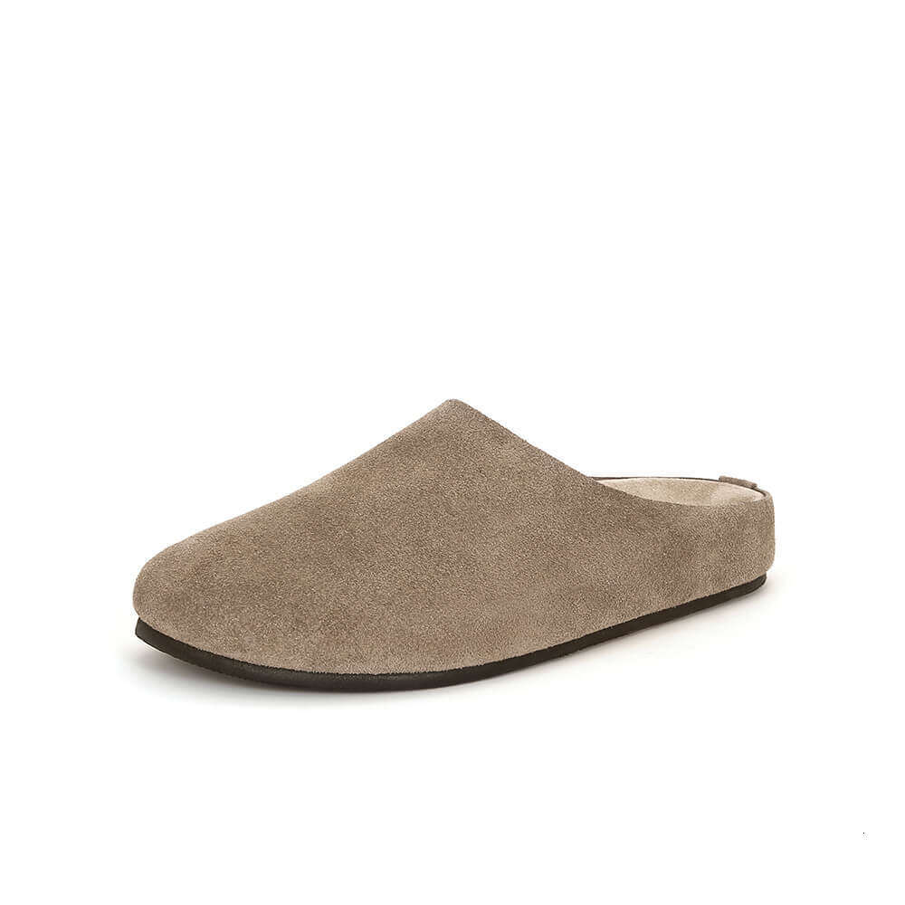 Ddmysports Cowhide Version Su Yinyin S Same Genuine Row Style Leather Thick Bottom Toe Half Drag Women Lazy Boken Slippers OUTDOOR