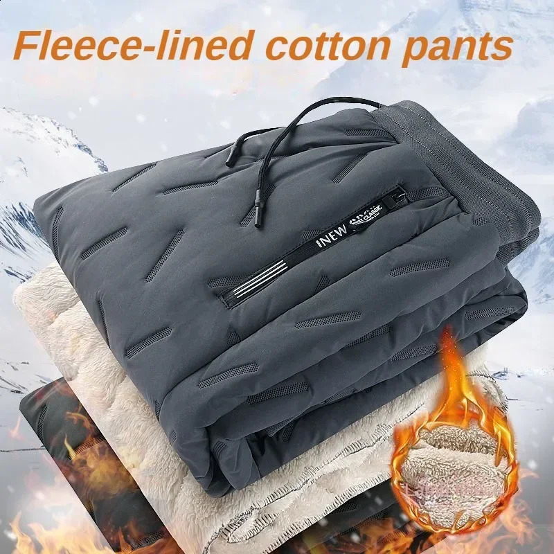 Fleece Cotton Plush Pants Mens Joggers Casual Winter Lambswool Warm Thicked Sweatpants Male Oversized Plus Size Trousers L5XL 240823