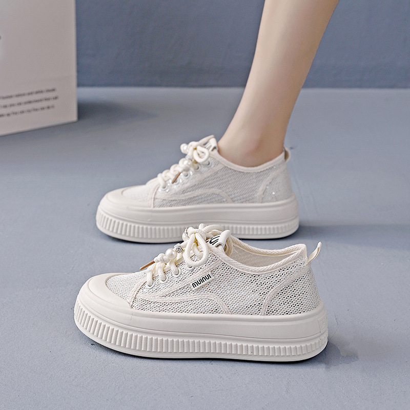 Ddmysports White Women Summer New Casual Height For Children Thick Soled White Sports Board Shoes OUTDOOR
