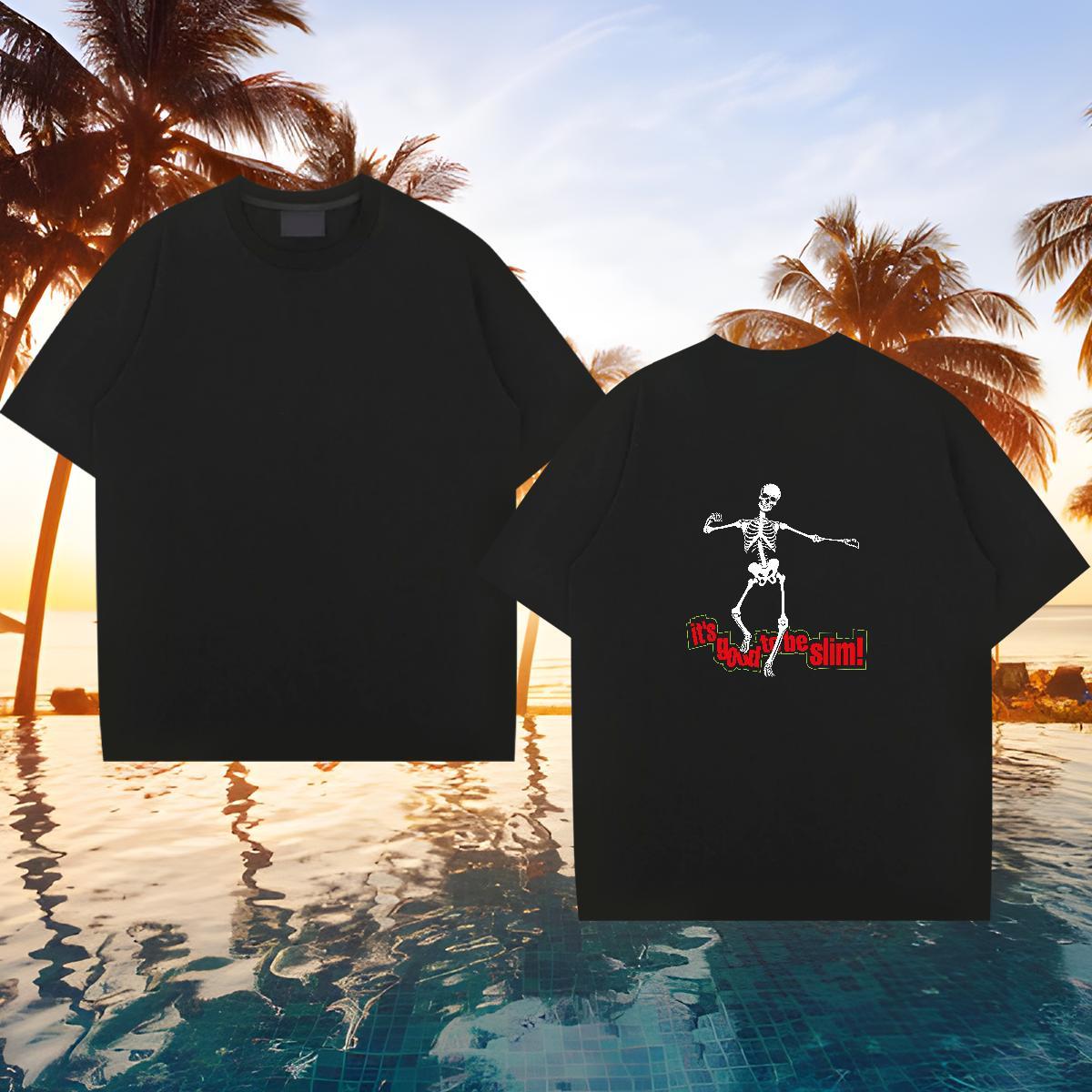 Comfortable T Shirt For Man 230g Pure Cotton skull Sports Casual Oversized 3XL 4XL Breathable Crew Neck Mens Tshirts Stylist Tees