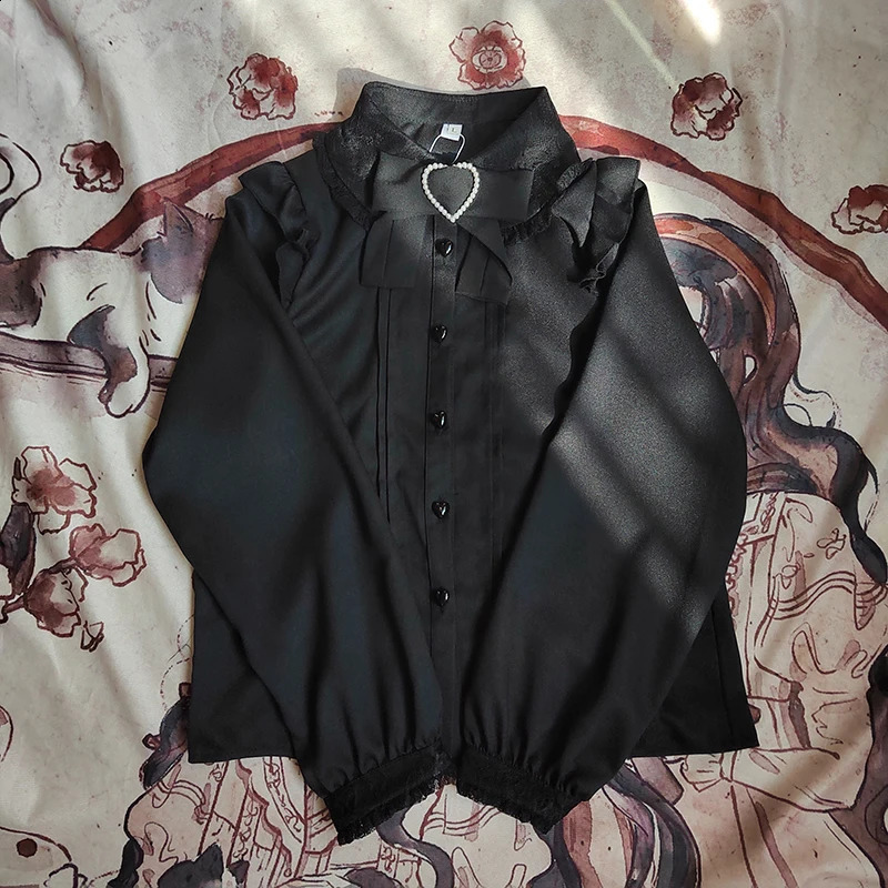 Kawaii womens shirt Lolita Y2K cute Japanese style shirt elegant long sleeved sweet top casual office womens aesthetic shirt 240823