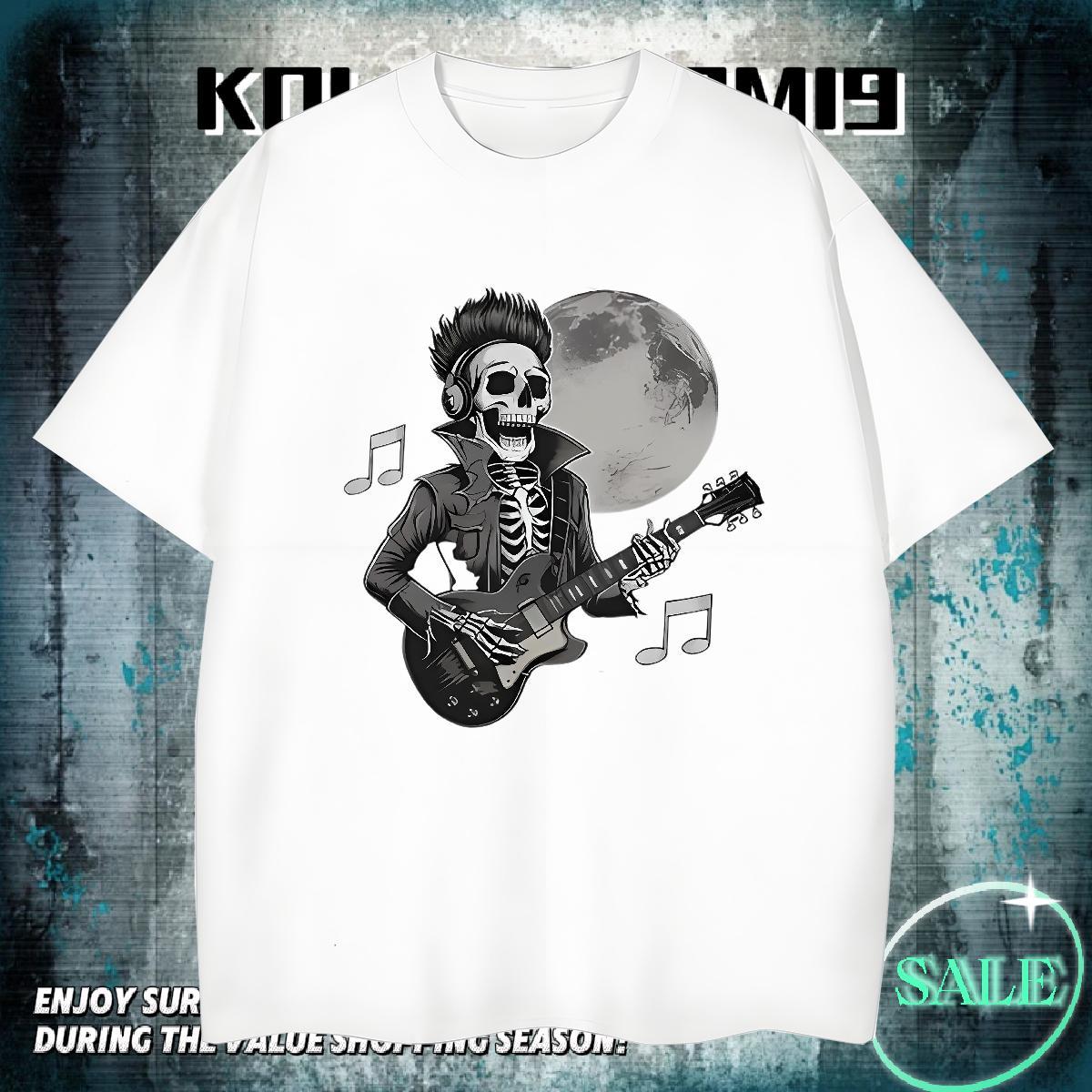 Cool Man T Shirts 230g Pure Cotton guitar Home Outdoor DIY Printed O-Neck Short Sleeve Mens Tshirts 2024 New Top Tees