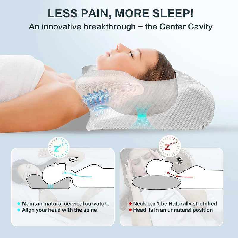 1pc Memory Foam Cervical 2 in 1 Ergonomic Contour Orthopedic Pillow for Neck Pain Contoured Support PillowsNeck PillowXJ240822 dh3628137