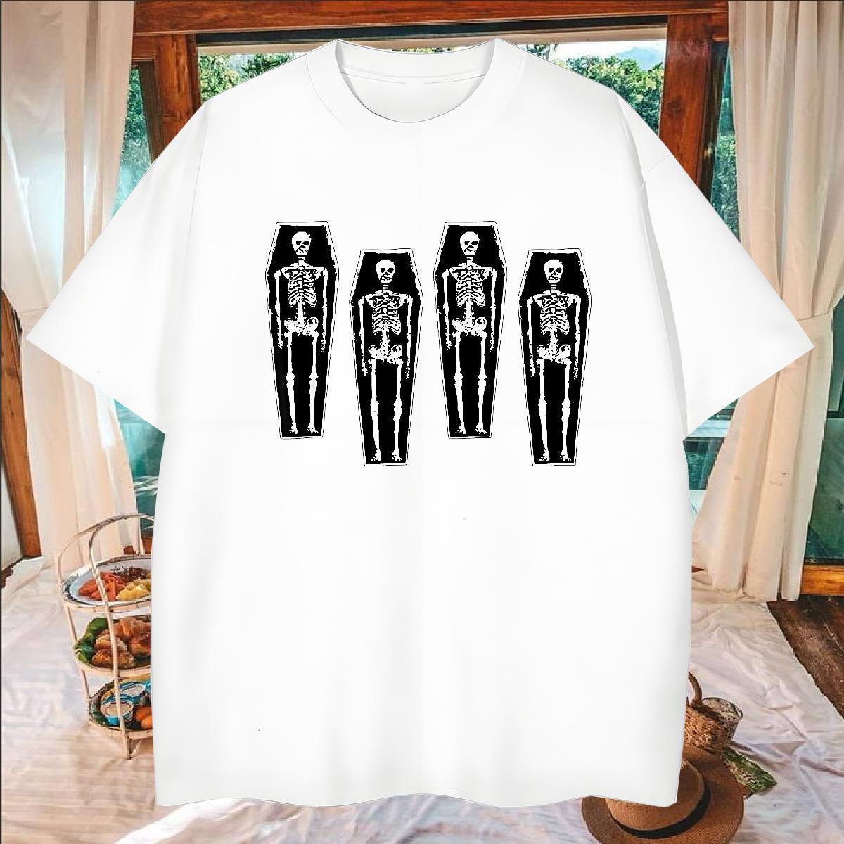 Comfortable Man T Shirts 230g 100% Cotton skull Casual Beach DIY Breathable Crew Neck Men Tshirts Classic Casual Tees