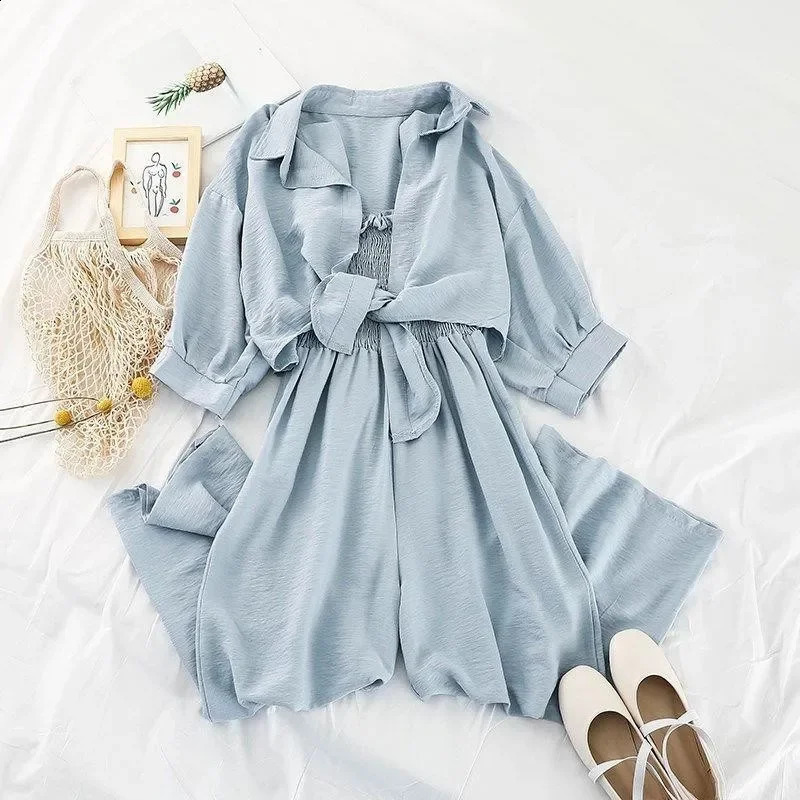 Spring Women Set Korean Style Fashion Loose Oversize Two Piece UPF Clothes with Jumpsuit Casual Female Sets 240823