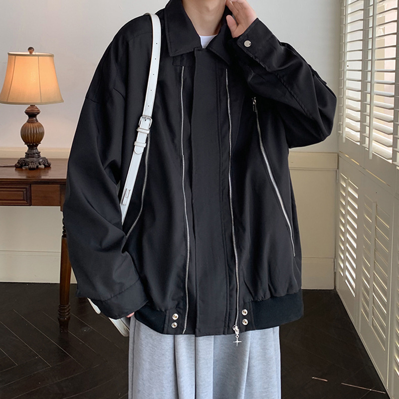 American Functional Style Pilot Jacket Mens Spring and Autumn New Zipper Jacket Loose Trendy Style Workwear Baseball Uniform