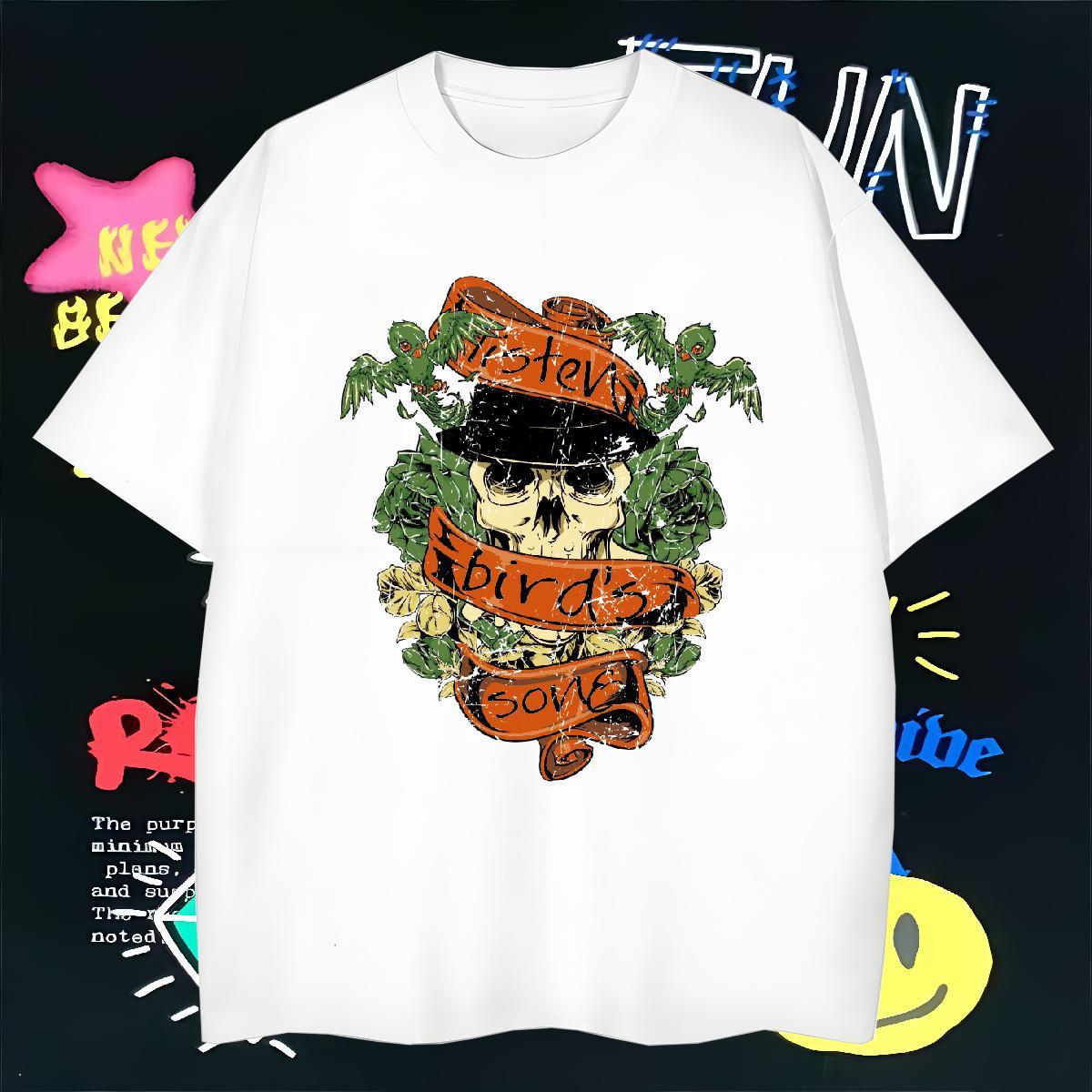 Brand T-Shirts 230g 100% Cotton skull Street Wear Anime Print Breathable Tshirts New Designer Clothings