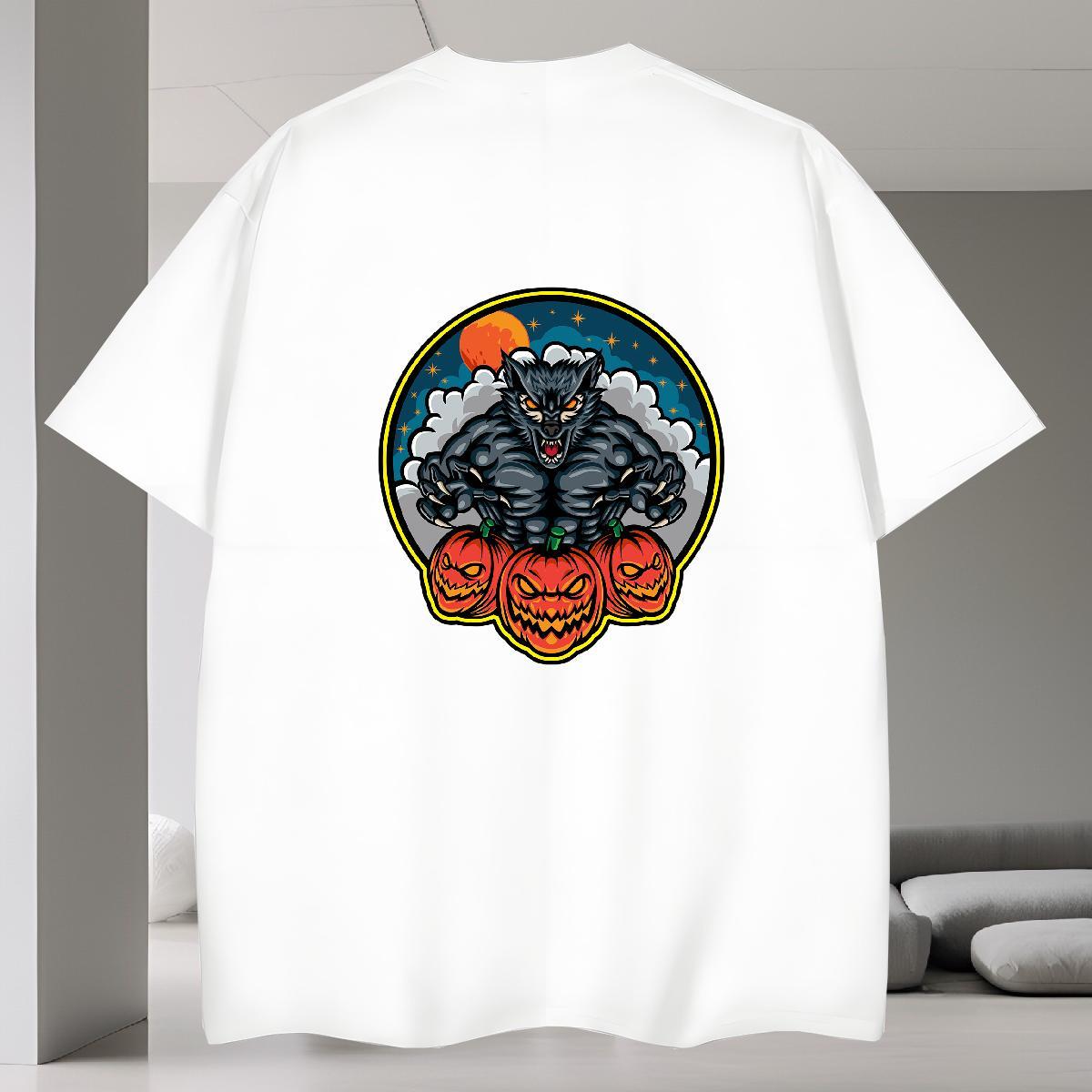 Soft T Shirts Men 230g Cotton skull Street Casual Customized Print Short Sleeve O-Neck Men Tshirts 2024 DIY Top Tees